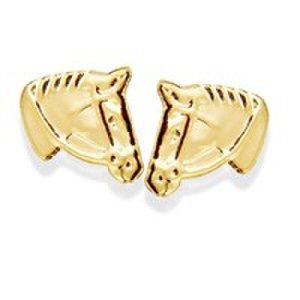 F.hinds - 9ct gold horse head earrings - 10mm - g0660