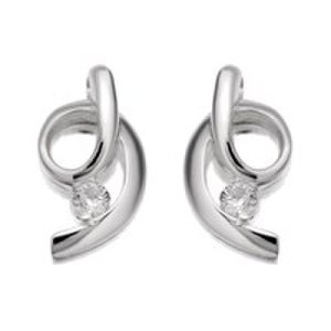 Silver Cubic Zirconia Swirl Earrings - 16mm - F1101