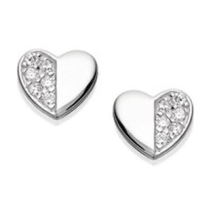 F.hinds - Silver cubic zirocnia heart stud earrings – 8mm - f0457