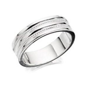 F.hinds - Silver rope band ring - 7mm - f4827-r