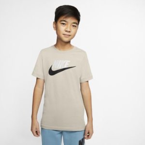 Bawełniany T-shirt dla dużych dzieci Nike Sportswear - Kremowy