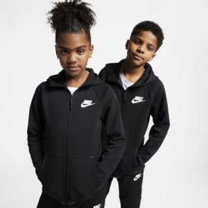 Bluza dla dużych dzieci z zamkiem na całej długości Nike Sportswear Tech Fleece - Czerń