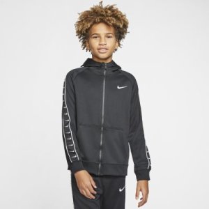 Bluza z kapturem i zamkiem na całej długości dla dużych dzieci (chłopców) Nike Sportswear Swoosh - Czerń