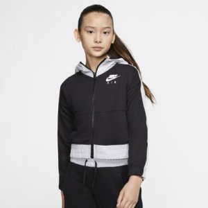 Bluza z kapturem i zamkiem na całej długości dla dużych dzieci (dziewcząt) Nike Air - Czerń