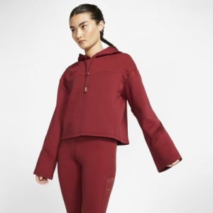 Damska bluza treningowa z kapturem i nacięciami Nike - Czerwony