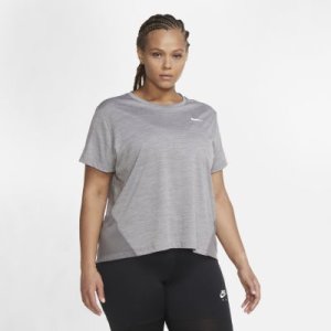 Damska koszulka z krótkim rękawem do biegania Nike Miler (duże rozmiary) - Szary