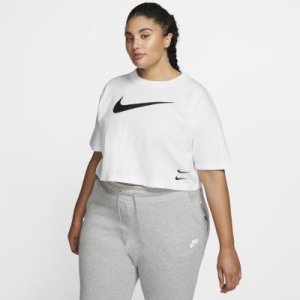 Damska koszulka z krótkim rękawem Nike Sportswear Swoosh (duże rozmiary) - Biel