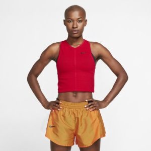 Damska siateczkowa koszulka bez rękawów do biegania Nike Dri-FIT - Czerwony