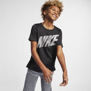 Koszulka treningowa z krótkim rękawem dla dużych dzieci (chłopców) Nike Dri-FIT - Czerń