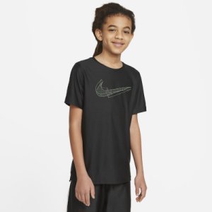 Koszulka treningowa z krótkim rękawem i grafiką dla dużych dzieci (chłopców) Nike - Czerń