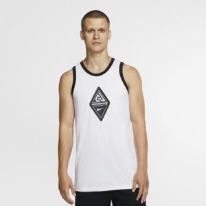 Męska koszulka bez rękawów do koszykówki z logo Giannis - Biel