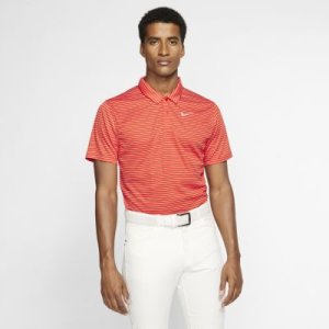 Męska koszulka polo do golfa w paski Nike Dri-FIT - Czerwony