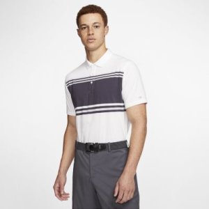 Męska koszulka polo do golfa w paski Nike Dri-FIT Player - Biel