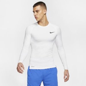 Męska koszulka z długim rękawem i o przylegającym kroju Nike Pro - Biel