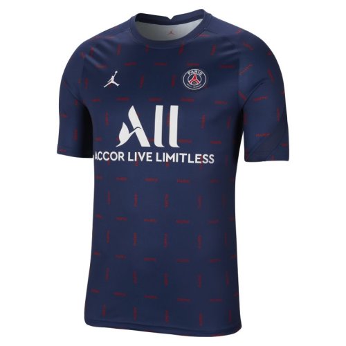Męska przedmeczowa koszulka piłkarska z krótkim rękawem Paris Saint-Germain - Niebieski