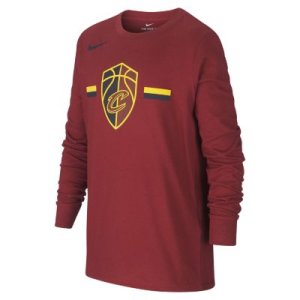 Męski T-shirt dla dużych dzieci z długim rękawem Cleveland Cavaliers Nike Dri-FIT Logo NBA - Czerwony