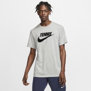 Męski T-shirt do tenisa z nadrukiem NikeCourt Dri-FIT - Szary