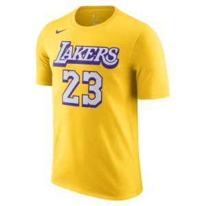 Męski T-shirt Nike Dri-FIT NBA LeBron James Lakers City Edition - Żółć