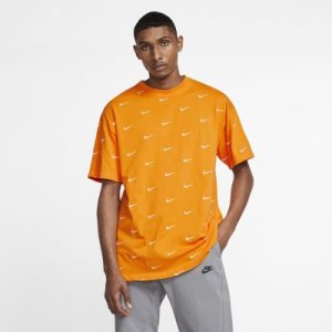 Męski T-shirt z logo Swoosh Nike - Pomarańczowy