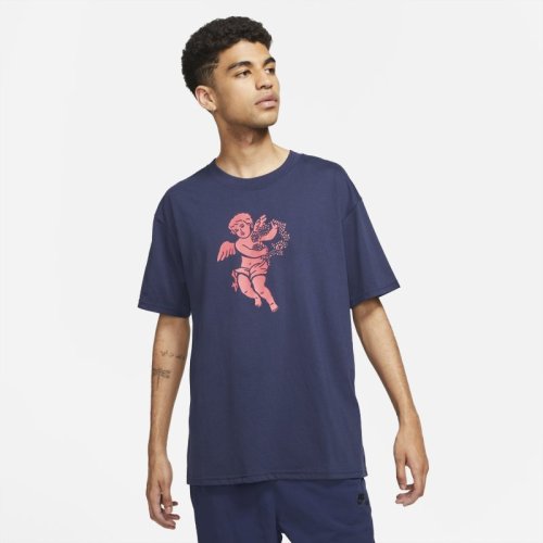 Męski T-shirt z nadrukiem do skateboardingu Nike SB - Niebieski