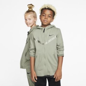 Rozpinana bluza z kapturem dla dużych dzieci Nike Sportswear Tech Pack - Oliwkowy