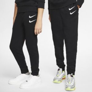 Spodnie z dzianiny dla dużych dzieci Nike Sportswear Swoosh - Czerń