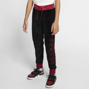 Spodnie z weluru z mankietami dla dużych dzieci (dziewcząt) Air Jordan - Czerń