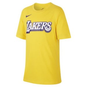 T-shirt dla dużych dzieci Nike Dri-FIT NBA Lakers City Edition Logo - Żółć