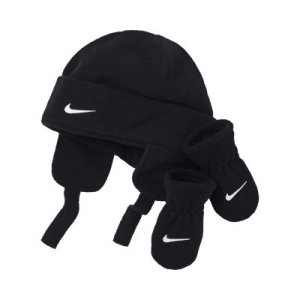 Zestaw czapka i rękawiczki dla niemowląt Nike - Czerń