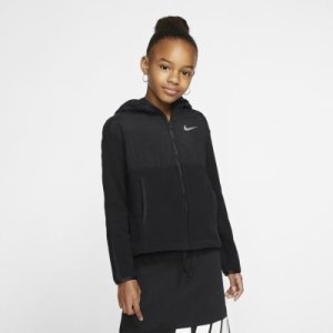 Nike Therma-træningshættetrøje med lynlås til store børn (piger) - Black
