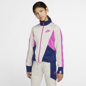 Jacka med dragkedja Nike Sportswear Heritage för tjejer - Cream