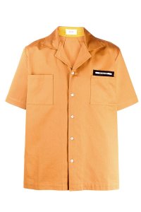 Classic point Shirt in leather color cotton
