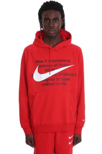 Nike - Felpa swoosh hoodie in cotone rosso