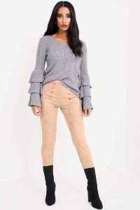Camel Suede High Waisted Leggings - 6