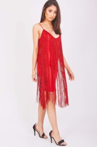 Red Sequin Tassel Dress - 8 Red