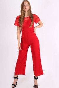 Red Sweetheart Lace Jumpsuit - 10 Red