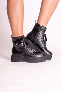 Shaughna Black Patent Lace Up Buckle Boots - UK 4/ US 6/ EU 37 Black