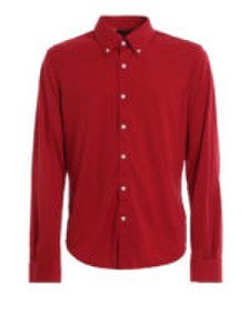 Camicia rossa in cotone piquet con logo