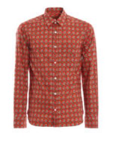 Burberry - Camicia strental rossa con motivo check