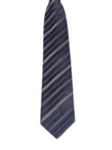 Cravatta in seta blu con bande in contrasto