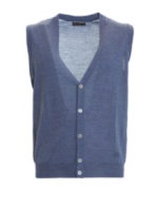 Corneliani - Gilet in maglia di lana azzurro
