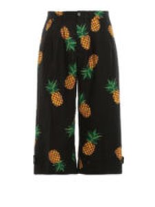 Pantaloni crop in lino stampa ananas