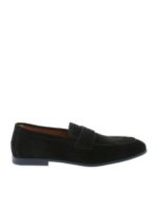 Penny bar suede loafers in black