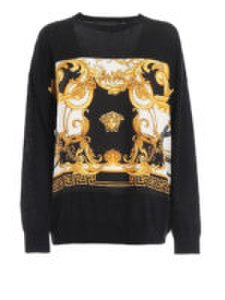 Versace - Pullover con pannello barocco in seta
