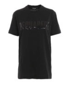 Dsquared2 - T-shirt con logo in paillettes tono su tono