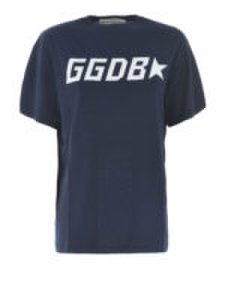 T-shirt Golden blu con stampa logo