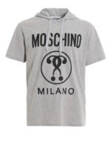 Moschino - T-shirt grigia con stampa logo lettering