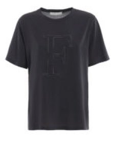 Fabiana Filippi - T-shirt in seta con strass e logo