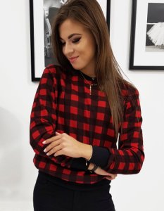 Bluza damska CHECK czerwono-czarna w kratkę BY0203