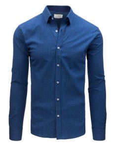 Koszula męska elegancka we wzory niebieska DX1545